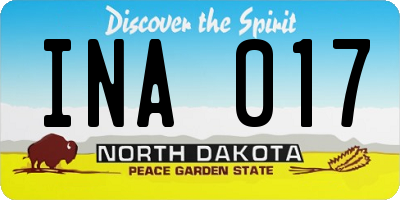 ND license plate INA017