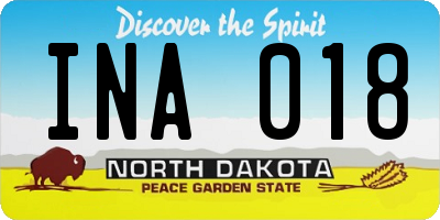 ND license plate INA018