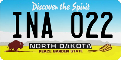 ND license plate INA022