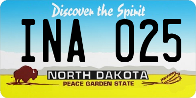 ND license plate INA025