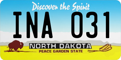ND license plate INA031