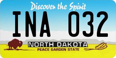 ND license plate INA032
