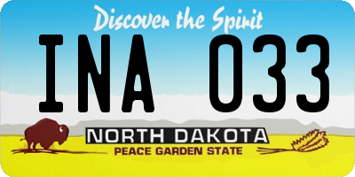 ND license plate INA033