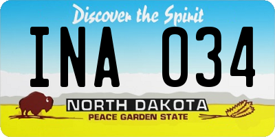 ND license plate INA034