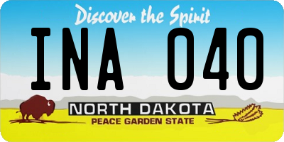 ND license plate INA040