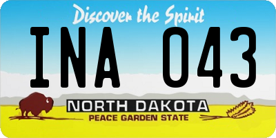 ND license plate INA043