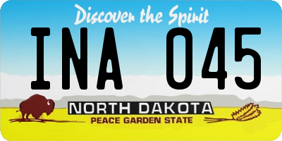 ND license plate INA045