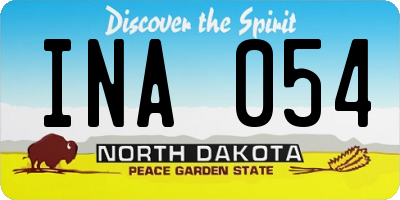ND license plate INA054