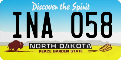 ND license plate INA058