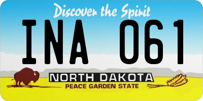 ND license plate INA061