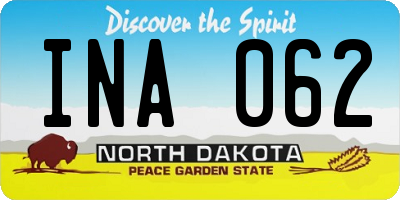 ND license plate INA062