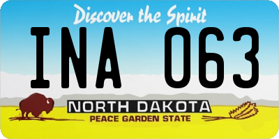 ND license plate INA063