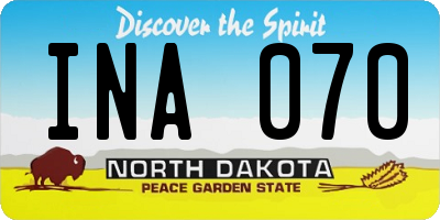 ND license plate INA070