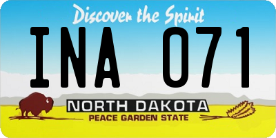 ND license plate INA071