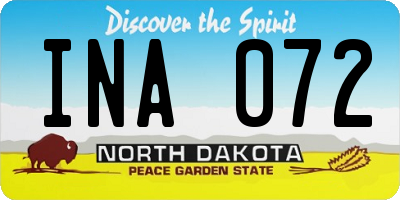ND license plate INA072