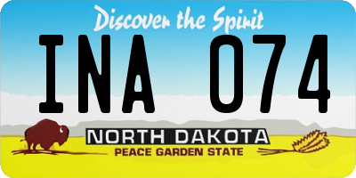 ND license plate INA074