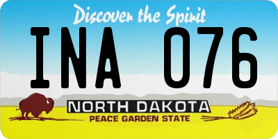 ND license plate INA076