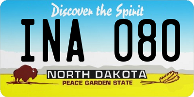 ND license plate INA080