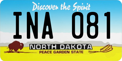 ND license plate INA081