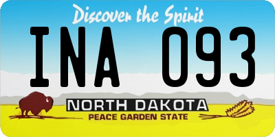 ND license plate INA093