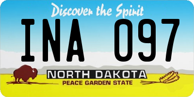ND license plate INA097