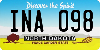 ND license plate INA098