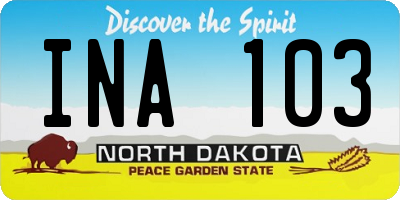 ND license plate INA103