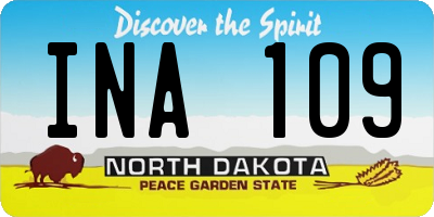 ND license plate INA109