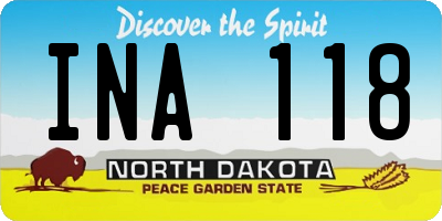 ND license plate INA118