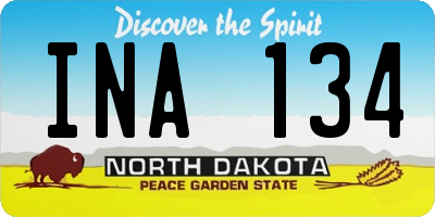 ND license plate INA134