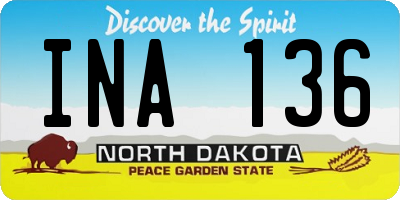 ND license plate INA136