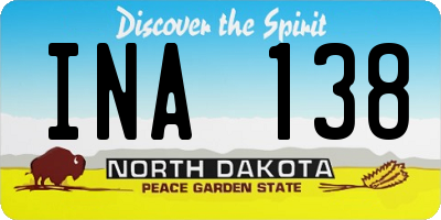ND license plate INA138