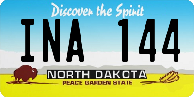ND license plate INA144