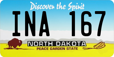 ND license plate INA167
