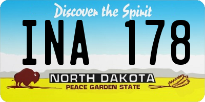 ND license plate INA178