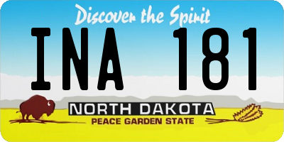 ND license plate INA181