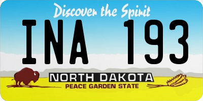 ND license plate INA193