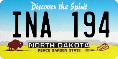 ND license plate INA194