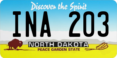 ND license plate INA203
