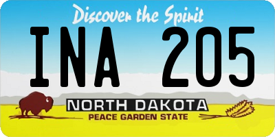ND license plate INA205