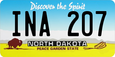 ND license plate INA207