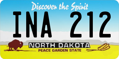 ND license plate INA212