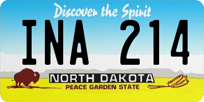 ND license plate INA214