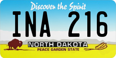 ND license plate INA216