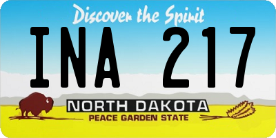 ND license plate INA217