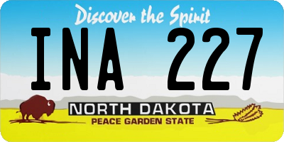 ND license plate INA227