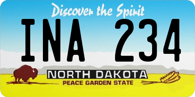 ND license plate INA234
