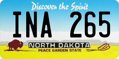 ND license plate INA265