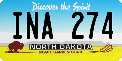 ND license plate INA274