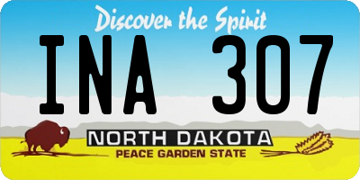 ND license plate INA307